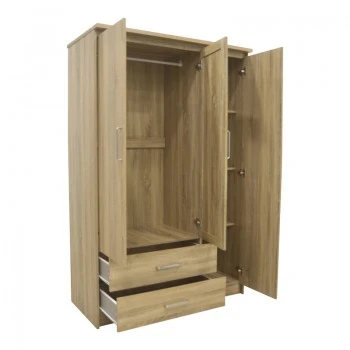 Wardrobe Olympus pakoworld with 3 doors and drawers+mirror in sonoma colour 120x57x183