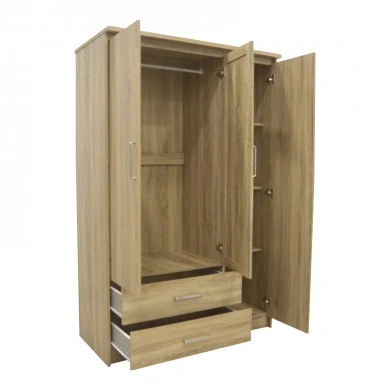 Wardrobe Olympus pakoworld with 3 doors and drawers+mirror in sonoma colour 120x57x183