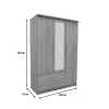 Wardrobe Olympus pakoworld with 3 doors and drawers+mirror in light oak colour 120x57x183