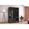 Wardrobe Olympus pakoworld with 3 doors and drawers+mirror in wenge colour 120x57x183