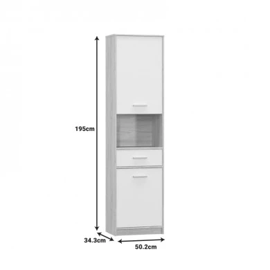 Letto pakoworld column wardrobe in oak - matt white shade 50.2x34.3x195cm