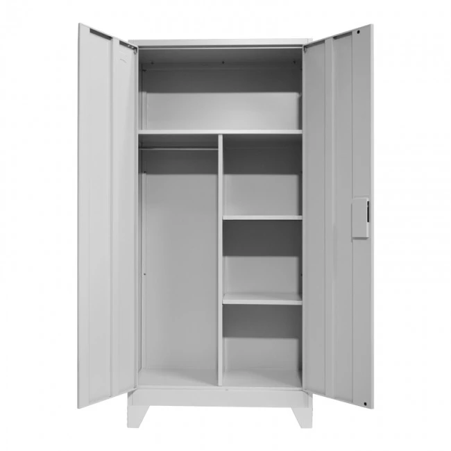 Zogi pakoworld metal wardrobe with partition in light gray shade 90x45x190cm