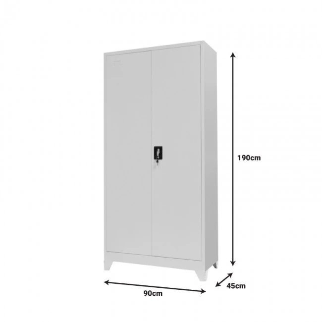 Zogi pakoworld metal wardrobe with partition in light gray shade 90x45x190cm