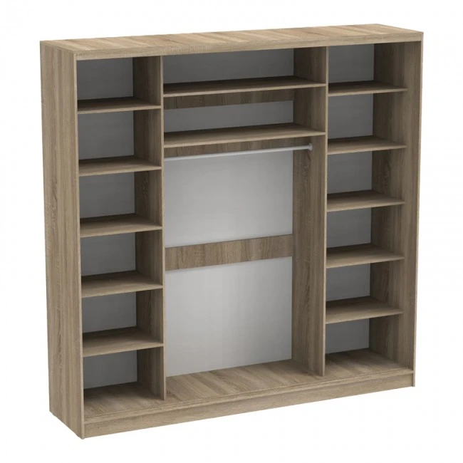 Aparador I pakoworld two-leaf sliding wardrobe with mirror in sonoma color 240x60x240cm