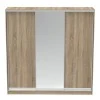 Aparador I pakoworld two-leaf sliding wardrobe with mirror in sonoma color 240x60x240cm