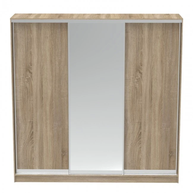 Aparador I pakoworld two-leaf sliding wardrobe with mirror in sonoma color 240x60x240cm