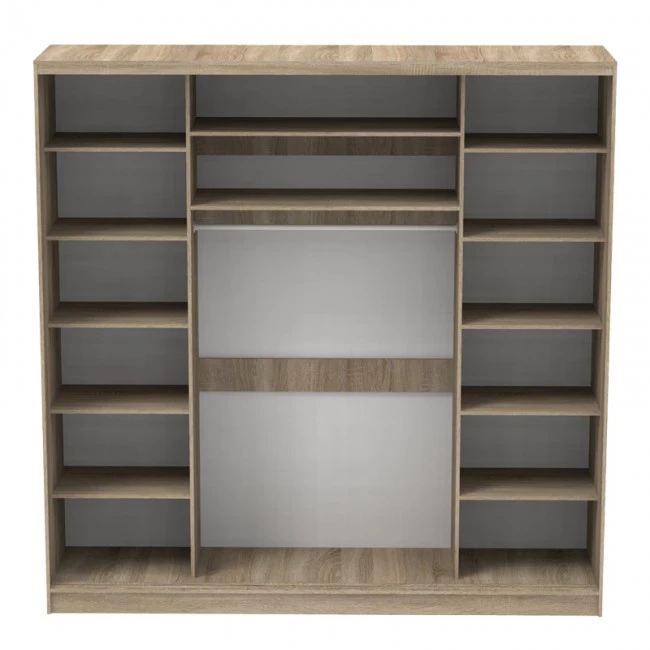 Aparador I pakoworld two-leaf sliding wardrobe with mirror in sonoma color 240x60x240cm