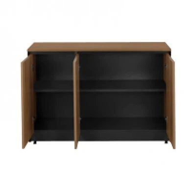 Professional office cabinet low professional Oscar pakoworld melamine in walnut-charcoal shade 120x40x80cm
