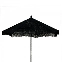 Ομπρέλα Brilie pakoworld ξύλο-μακραμέ Φ2.70x2.60 m μαύρο