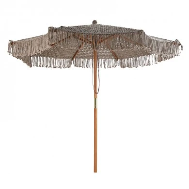 Ομπρέλα επαγγελματική Renny pakoworld μπεζ μακραμέ-ξύλο οξιάς Φ2.5m