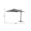 Garden hanging umbrella 360 degree rotation Raffaella pakoworld aluminum 3x3m anthracite