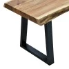 Miles Slim pakoworld bench solid acacia wood in natural shade with black metal legs 160x40x45cm