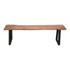 Miles Slim pakoworld bench solid acacia wood in walnut color with black metal legs 160x40x45cm