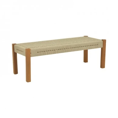 Bench Uma pakoworld teak wood and pe rope in natural shade 120x45x40cm