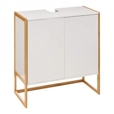 Bathroom cabinet-counter Derfen pakoworld mdf in white-natural color 70x33x80cm