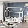 Bambie children&#039;s bed with railing Montessori type pakoworld pine wood in white shade 70x140cm