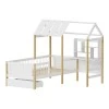Bed for children Bedria pakoworld Montessori-style wood in white-natural color 90x190cm