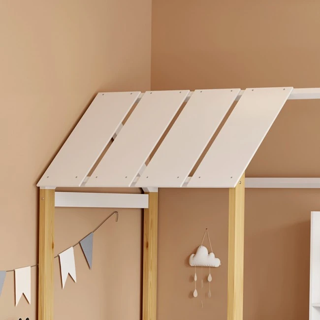 Bed for children Bedria pakoworld Montessori-style wood in white-natural color 90x190cm