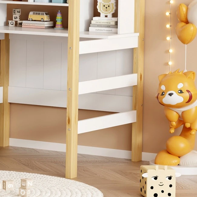 Bed for children Bedria pakoworld Montessori-style wood in white-natural color 90x190cm
