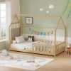 Montessori-style Callan children&#039;s bed with rails pakoworld pine wood in natural color 90x190cm