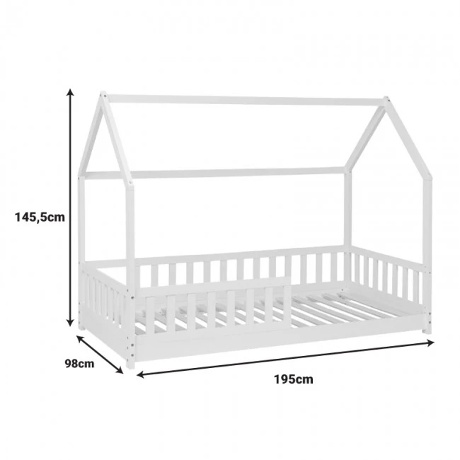 Children&#039;s bed Sleepy pakoworld pine wood in white color 90x190cm