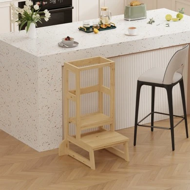 Learning tower for children Chiquel pakoworld Montessori-style wood in natural color 45.7x51x90cm