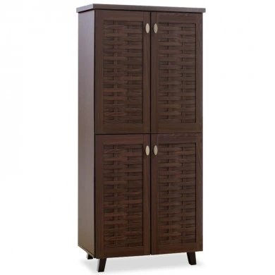 Shoe storage cabinet MANTAM pakoworld with 4 doors for 24 pairs of shoes in walnut color 78x40x170,5cm