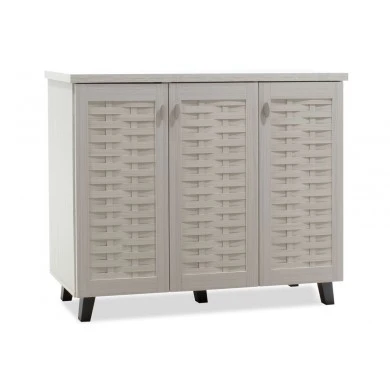Shoe cabinet MANTAM pakoworld 16 pairs white-grey 115.5x40x92cm
