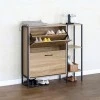 Shoe cabinet for 12 pairs Karleva pakoworld in oak color with black metal 88x24x87cm