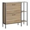 Shoe cabinet for 12 pairs Karleva pakoworld in oak color with black metal 88x24x87cm