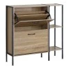 Shoe cabinet for 12 pairs Karleva pakoworld in oak color with black metal 88x24x87cm