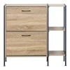 Shoe cabinet for 12 pairs Karleva pakoworld in oak color with black metal 88x24x87cm