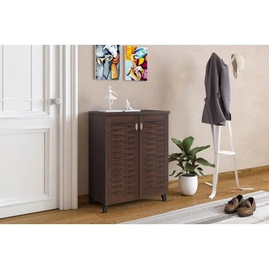 Shoe cabinet MANTAM pakoworld 12 pairs walnut 78x40x92 cm