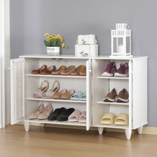 Shoe cabinet Ronan pakoworld in white color 105x35x.66cm
