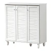 Shoe cabinet Santo pakoworld 16 pairs in white color 89.5x34.5x91.5cm