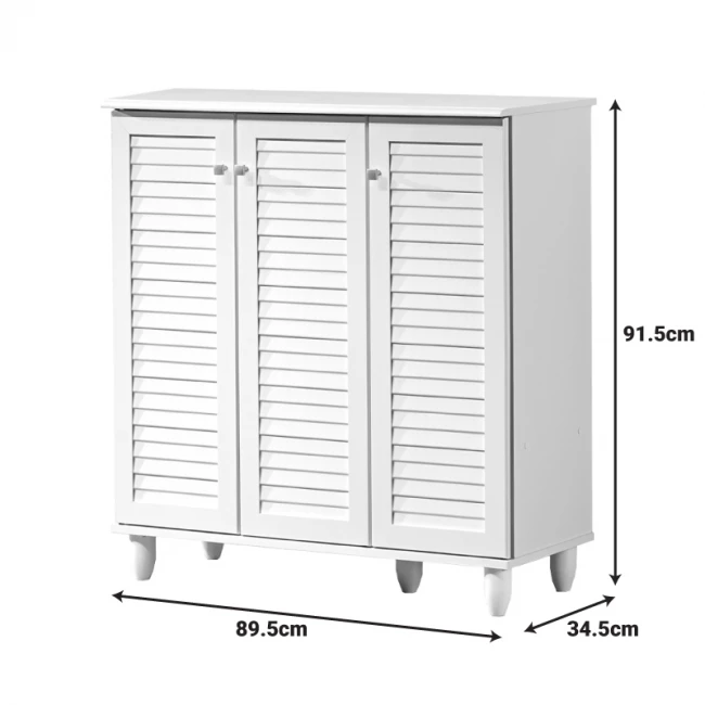 Shoe cabinet Santo pakoworld 16 pairs in white color 89.5x34.5x91.5cm