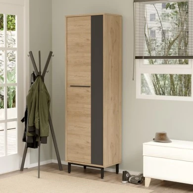 Shoe rack for 18 pairs Scarpiera pakoworld in natural-anthracite shade 57.2x35.5x185.60cm