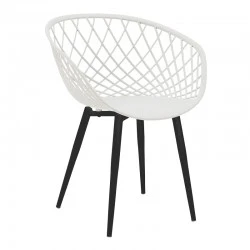 Armchair Ezra pakoworld white pp-black metal leg 63x55x83cm