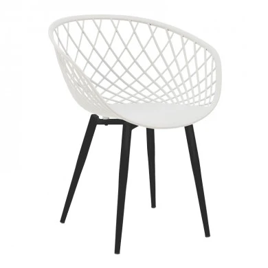 Armchair Ezra pakoworld white pp-black metal leg 63x55x83cm