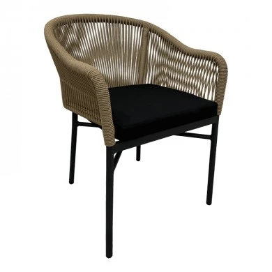 Aluminum armchair Legana pakoworld anthracite frame-natural rattan 56x66x82cm