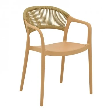 Ankara armchair pakoworld stackable pp cappuccino shade with beige rattan 57x48x80cm