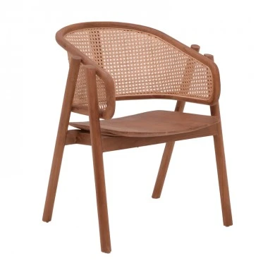 Armchair Anlene pakoworld natural teak wood natural rattan 62x54x82cm
