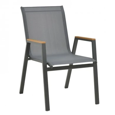 Armchair Azelie pakoworld dark grey textilene-dark grey aluminium leg-plywood arms 56x75x88cm