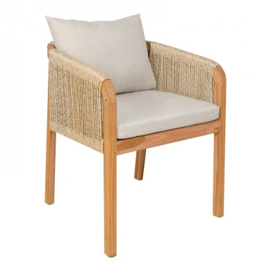 Πολυθρόνα Clarin pakoworld σκελετός teak ξύλο και pe σχοινί σε φυσική απόχρωση 55x65x73εκ