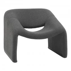 Armchair Clous pakoworld bouclé fabric in charcoal shade 86x77x73.5cm Armchair Clous pakoworld bouclé fabric in charcoal shade 86x77x73.5cm