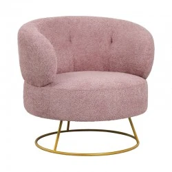 Armchair Connie pakoworld pink bouclé fabric-leg gold metal 87x81x81cm Armchair Connie pakoworld pink bouclé fabric-leg gold metal 87x81x81cm