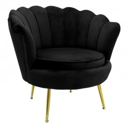 Armchair Daimon pakoworld velvet black-golden 79x74x78cm Armchair Daimon pakoworld velvet black-golden 79x74x78cm