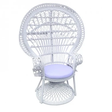 Armchair Dorothy Inart with white cushion-white rattan 115x53x147cm