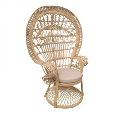 Armchair Dorothy Inart with beige cushion-natural rattan 115x53x147cm