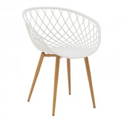 Armchair Ezra pakoworld white pp-natural metal leg 63x55x83cm